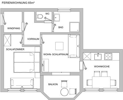 Apartment, separate toilet and shower/bathtub, balcony
