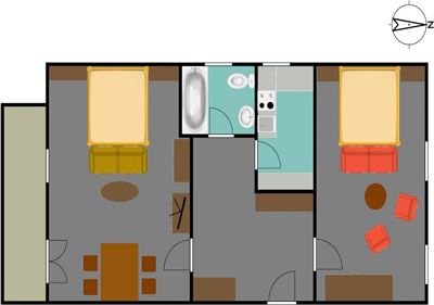 Apartment, bath, toilet, 1 bed room